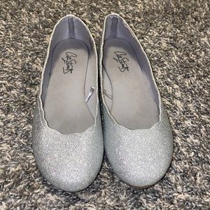 City streets silver glitter flats
